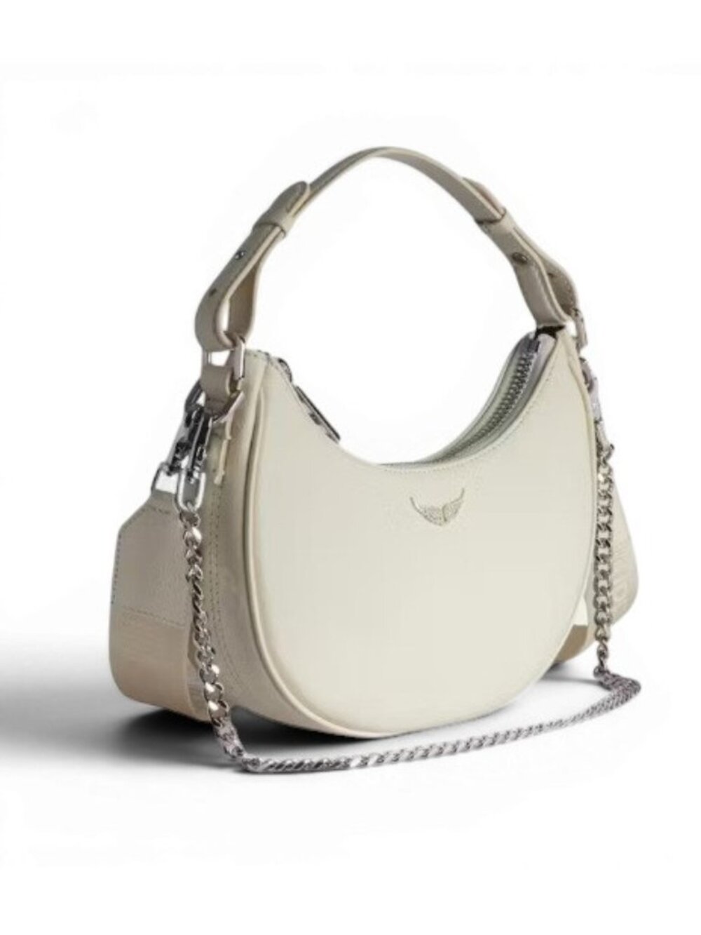 Zadig & Voltaire Moonrock Ecru Grained Leather Crossbody Shoulder Bag - NWT